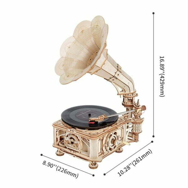 Gramophone classique électrique avec 3 vinyles - rokr diy classic gramophone lkb01d electric