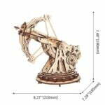 Une maquette de puzzle en bois 3D d'un télescope avec des mesures.