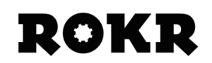 Un logo de puzzle 3d comportant le mot rokr en noir et blanc.