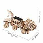 Un modèle de puzzle 3D d'un camion jouet avec des mesures.