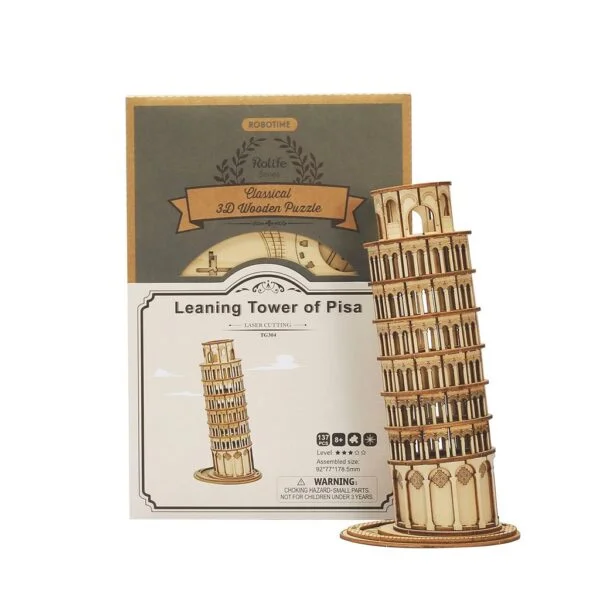 Maquette en bois de la Tour Penchée de Pise.