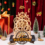 Une maquette robotime rokr comportant un puzzle en bois avec des engrenages et un arbre de Noël.