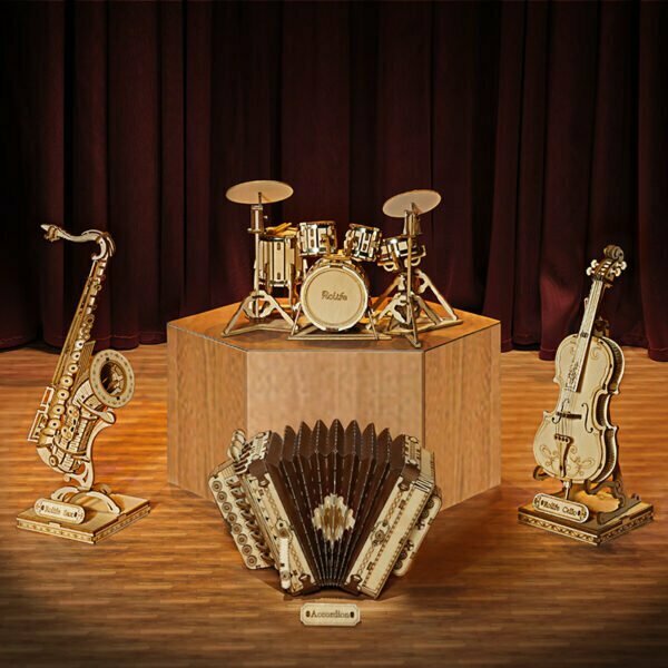 La maquette de puzzle 3d de robotime, rolife - violoncelle, remplace les instruments traditionnels par un violon en bois.