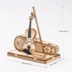 Un modèle de puzzle en bois ROKR représentant un violon sur un support.