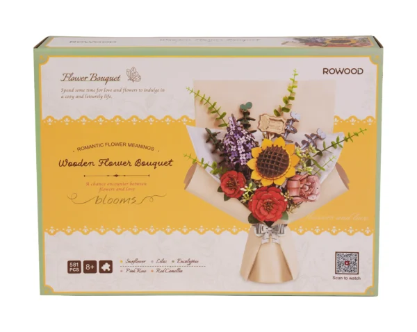 Une boîte contenant un bouquet de fleurs.
